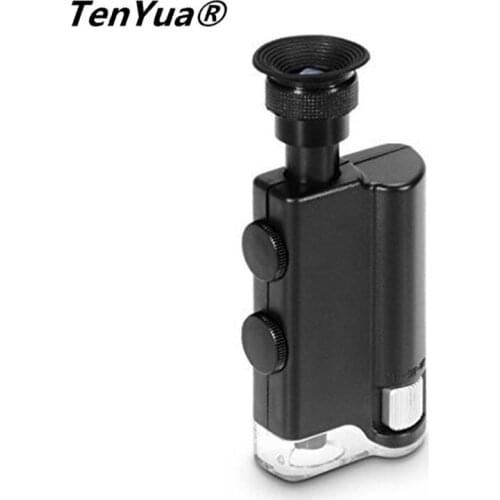 TenYua 200X~240X Mini portable Microscope Pocket Handheld LED Lamp Light Loupe Zoom Magnifier Magnifying Glass Pocket Lens