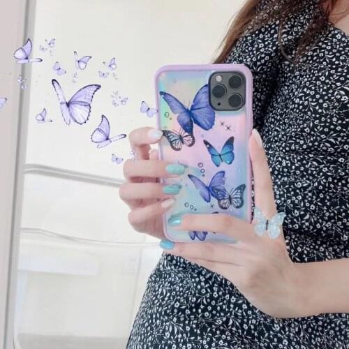 Tfshining Cute Butterfly Laser Card Phone Case for IPhone 11 Pro Max XS Max XR X 7 8 Plus SE 2020 Glitter Soft Clear Cover Coque