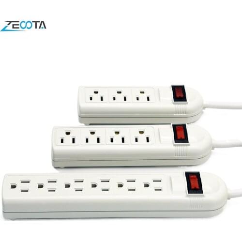 Power Strip 6 Outlet US American Plug Electrical Adaptor UL Listed Socket Overload Protection 1.8m Extension Cord Travel Adapter