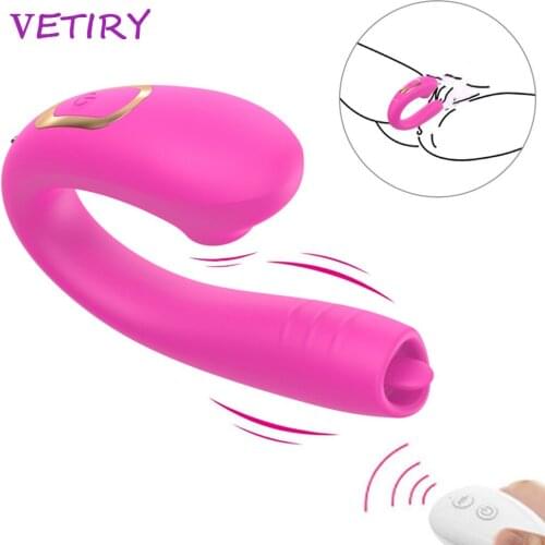 VETIRY U Shape Couple Vibrator Sucker Vibrator Tongue Licking Oral Sex 10 Speed Vagina Massage Sex Toys for Women Masturbator