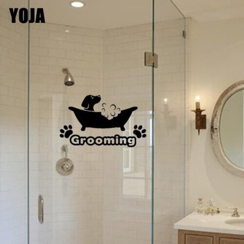 YOJA 17x28.5CM Childrens Room Home Decoration Puppy Bath Wall Stickers Bathroom Glass Decals G2-0317