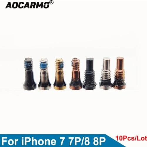 Aocarmo 10Pcs/Lot For iPhone 7 7P 8 8 Plus A1661 A1863 Silver/Rose Gold Black Bottom Dock Screws Housing Screw Replacement Part