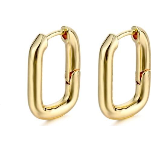 High Quality Square Geometric Earrings Gold French Chunky Hoop Earrings for Women Punk Minimalist 2021 New Circle Ear Jewelry