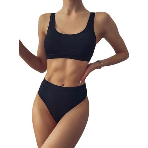 New Womens Fashion Flag Printed Bikini Suits Sexy Bandage Backless Halter Top and Tight High Waist Thong Split Swimsuit Summer