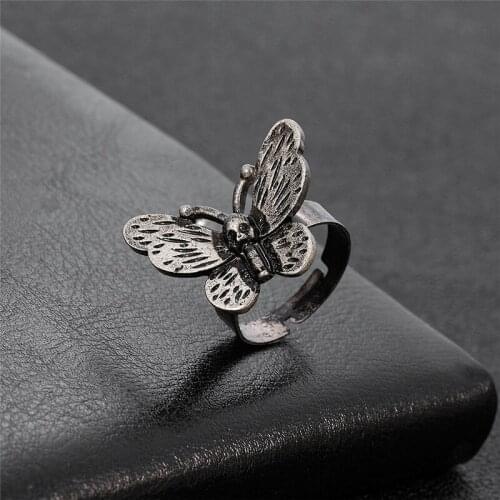 Vintage Rings for Women 2020 Open Adjustable Butterfly Rings Party Jewelry Birthday Gifts