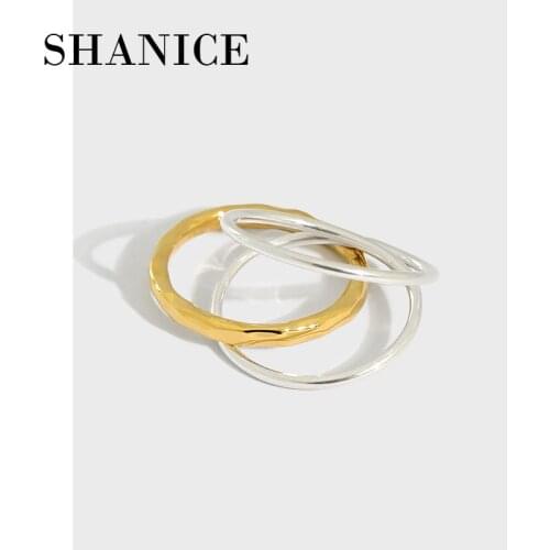 SHANICE Retro SS925 Sterling Silver ring ins niche minimalist three-layers cross Women Ring Finger Party Jewelry Anillos Mujer