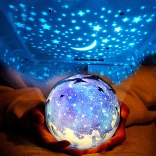 Star Moon Galaxy Night Light Constellation Projection Lamp Starry Sky LED Rotation Night Light Lamp For Kids Bedroom Decor