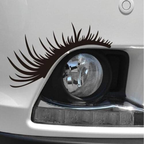1Pair 3D Charming Eyelashes Car Sticker Fake Eye Lash Car Headlight Funny Decals For Women