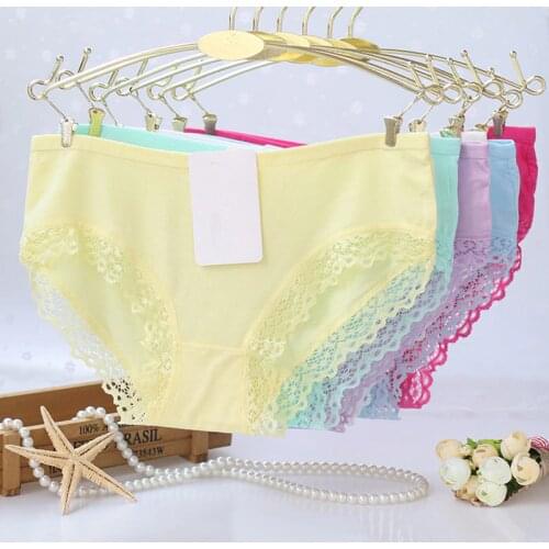 10pcs New laciness Girl shorts briefs Modal cotton buds lace underpants Slim panties girls teenagers underwear wholesale