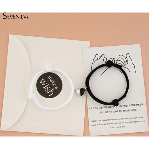 2pcs / set Yin Yang magnet couple Bracelet Heart Pendant Jewelry lucky knitting rope bracelets Jewelry for women men wholesale