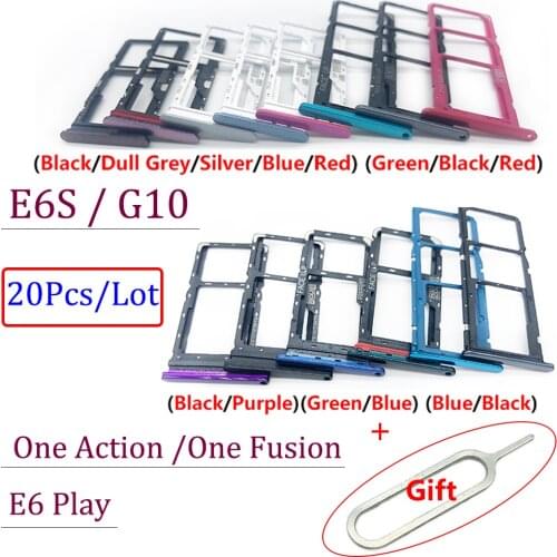 20Pcs/Lot，New SIM Card Tray Slot Holder Adapter Accessories For Moto E6 Play E6S G10 One Action One Fusion Repair Part + Pin