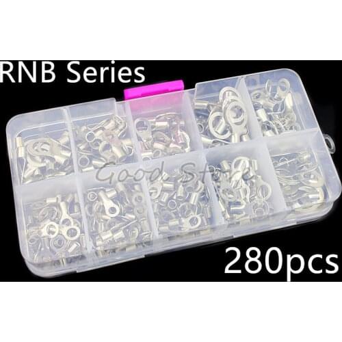 280PCS/BOX Non Inuslated Ring Terminal 0.5 to 1.5 Square MM RNB1.25-4S RNB2-3.2 RNB2-6 RNB2-8 RNB3.5-8 Brass Type