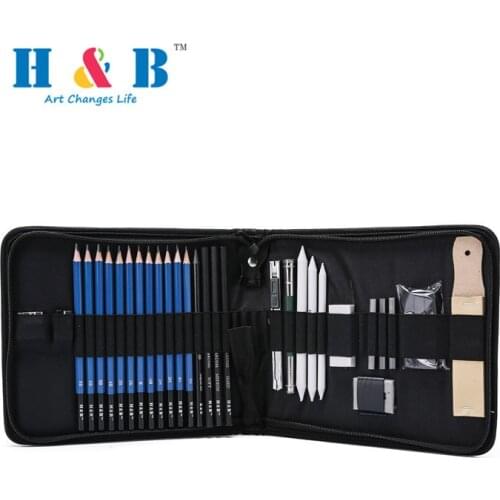 32pcs Drawing Sketching Set Professional Art Pencils with Sketch Graphite Charcoal Pencils Bag Eraser Art Kit for Artist Student