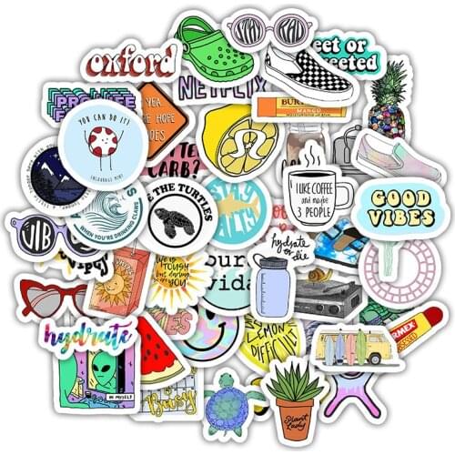 5 Sets=250PCS Cartoon Small Fresh Series Stickers Water Cup Stationery Computer Stickers