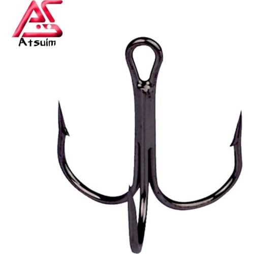 50pcs/ Set Treble Fishing Hooks Carbon Steel Barbed Fishhooks Super Sharp Hooks Sea Tackle Accessories Lure Fishing JIgs Hooks