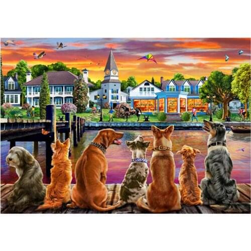 Puppy back view 5D DIY full diamond cross stitch diamond mosaic home decoration