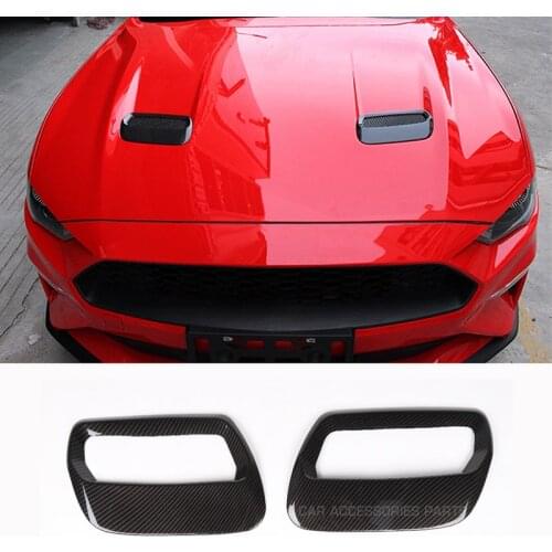 Car Stickers for Ford Mustang 2018+ Carbon Fiber Hood Engine Cover Air Outlet Decoration for Ford Mustang Car Accessories