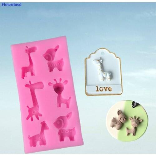 Car Aromatherapy Plaster Decoration Six Fawn Silicone Mold Small Animal Ice Tray Handmade Chocolate Candy Mold DIY Fondant Tools