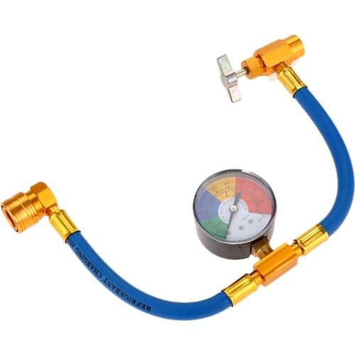 Car Air Conditioning AC R134A Low Pressure Charging Hose Refrigerant Measuring Recharge Hose Pipe with Brass Valve Adapter Gauge