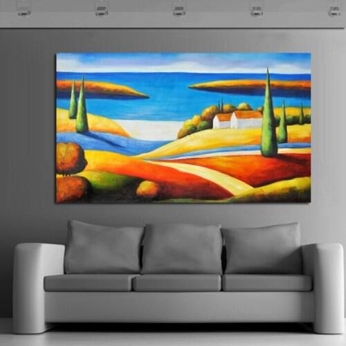 Handpainted Free Shipping Pictures Beautiful Seaside Scenery Art on Canvas Modern Wall Stickers Decorative Oil Paintings