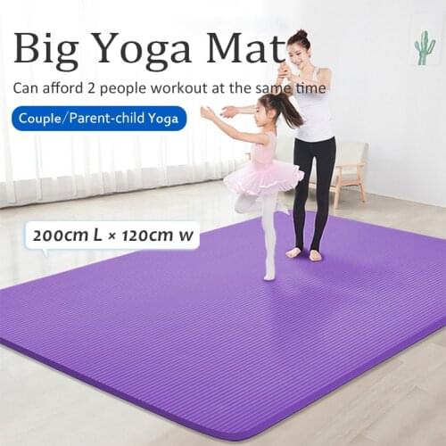 200cm Big Yoga Mat Non Slip 10mm Thick NBR Fitness Gymnastics Cardio Mat Portable Home Gym Cushion 120cm Wide