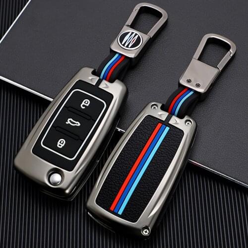 Zinc Alloy Car Key Cover For VW Polo Golf Passat for Skoda Octavia A5 Bora Jetta Seat Ibiza Leon 3 Buttons Folding Remote Case