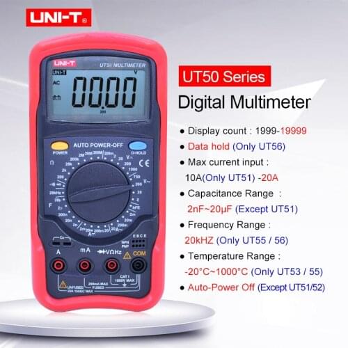 UNI-T True RMS Digital Multimeter UT51 UT52 UT53 UT55 UT56 Voltmeter Ammeter Ohmmeter Electrical Meter / LCD display multimeter