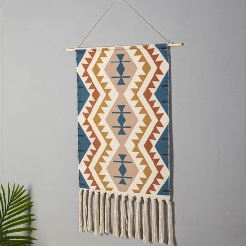 Home Decor Macrame Wall Hanging Tapestry Cotton Tassel Handmade Woven Bohemian geometric canvas Art background cloth tapestry