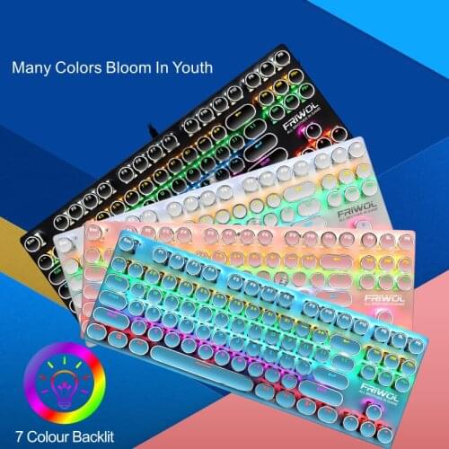 Punk Mechanical Keyboard Green Axis Notebook Desktop Computer Gaming Keyboard 87 Punk Keycaps Wired Game Office Keyboard Pink