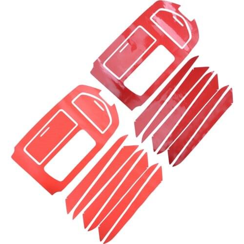 1 Set Carbon Fiber Style Red Door Panel Gear Shift Box Cover Trim Sticker PVC Fit for Maserati Ghibli 2014 2015 2016 2017