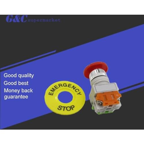 Red Mushroom Cap 1NO 1NC DPST Emergency Stop Push Button Switch AC 660V 10A Switch Equipment Lift Elevator diy electronics