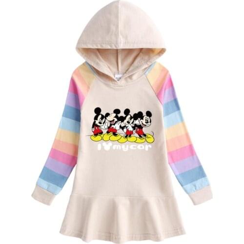 Disney Girls Summer Cartoon Mickey Dress Baby Girl Cotton Dresses Fashion Minnie Dress clothes for kids