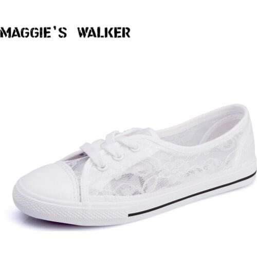 Maggies Walker Women Fashion Mesh Canvas Casual Shoes Lacing Platform Cut-out Summer Out-door Shoes Size 35-40