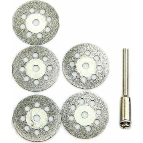 5 pieces of 22mm mini diamond cutting blade + 1 axis, rotating tool cutting disc disc DIY tool accessories