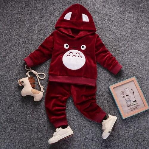 Fashion Children Boys Girl Cartoon Clothing Suits Baby Velvet Hoodies Pants 2Pcs/Sets Spring Autumn Clothes Toddler Tracksuits