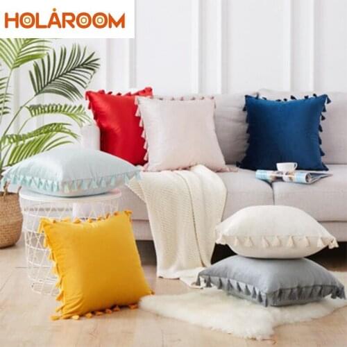 Soft Velvet Cushions Covers With Tassel Decorative Throw Pillow Case Macrame Cushions Cover For Sofa Bed Car Pillow Cover