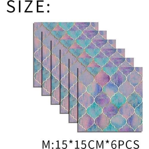 6Pcs 15x15cm Mosaic Tile Stickers Decal Bathroom Kitchen Splashback Fish Scale Shape Tile Renovation Wall Sticker Tile Sticker