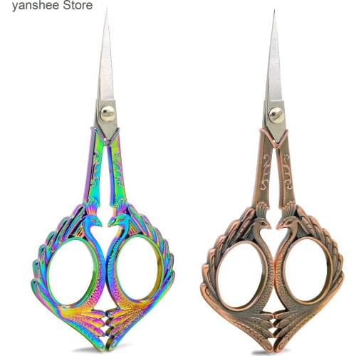 2021 new peacock scissors Phoenix scissors classical bird feather scissors embroidery scissors thread head scissors dragon and