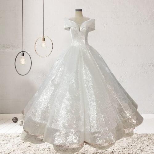 2021 new bride one shoulder gradient sequins palace dream princess tutu wedding dress Luxury girl Birthday party Evening A078