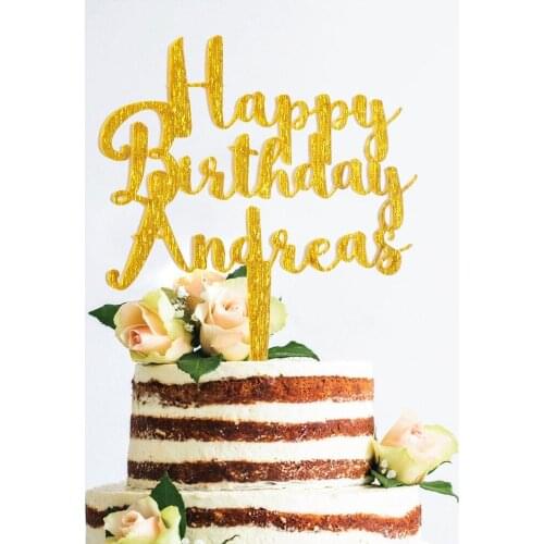 Custom Happy Birthday Cake Topper Gold Glitter Cake Topper Acrylic Birthday Topper Party Decorations