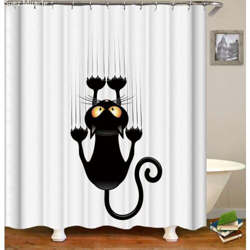 Naughty kitten home decor waterproof Bathroom white Shower curtain