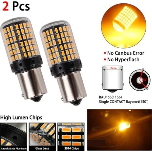 BAU15S 7507 Turn Signal Light PY21W 5009 Canbus No Error Led Bulb Amber Blinker 1156 bau15s 114SMD 3014 Turning light 12V-24V