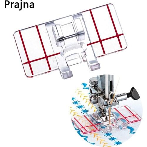 1PC Multifunction Clear Plastic Parallel Stitch Foot Presser Measure with a Ruler Domestic Electric Sewing Machine Sewing Tool