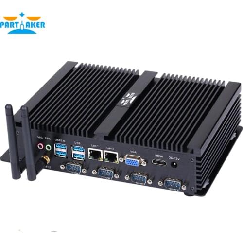 Partaker I2 Intel i5 3317u Industrial PC HDMI 4 RS232 Dual NIC 2 LAN 8 USB WiFi Rugged Computer