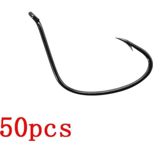 50pcs/Lot Fishing Hooks Soft Lure Wacky Hook Barbed Single Eye Pesca High Carbon Steel Fishhook Peche Accessary Barbed Hook
