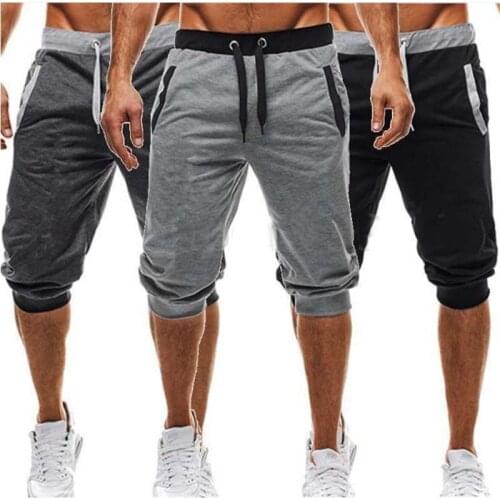 New Shorts Men Hot Sale Summer Leisure Knee Length Shorts Color Patchwork Joggers Short Sweatpants Trousers Men Bermuda Shorts
