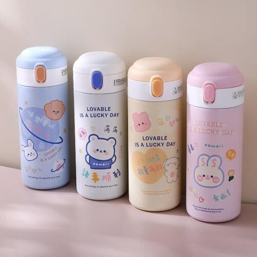 Cute Korean Style Thermos Bottle Creative 304 Stainless Steel Flask Vacuum Cup For Women Travel Cup Kawaii Fashion Water Bottles