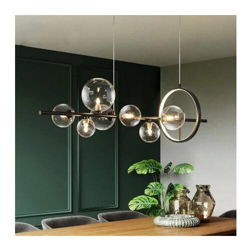 Northern Europe Modern Glass Bubble Dining room Chandelier Led Long Round G9 Metal Cable Hanging Chandelier Lighting for Bar Res