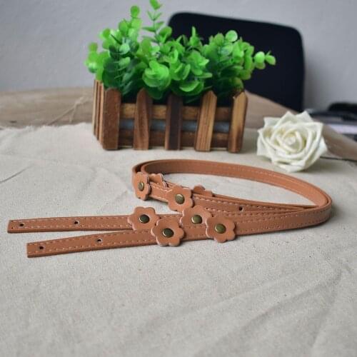 1Pair 70cm PU Leather Handles brown Shoulder Handbag DIY Flowers O Bags Strap Handle Replacement Bag Accessories with Rivet