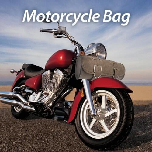 Motorcycle Handlebars Bag Retro Pu Leather Waterproof Storage Bag Barrel Shape Handlebar Front Fork Tool Bag Saddlebags